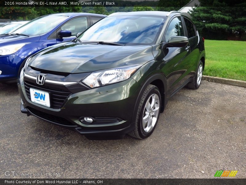 Misty Green Pearl / Black 2016 Honda HR-V EX-L Navi AWD