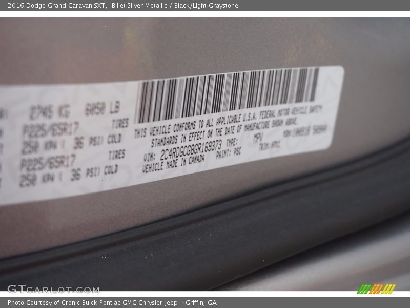Billet Silver Metallic / Black/Light Graystone 2016 Dodge Grand Caravan SXT