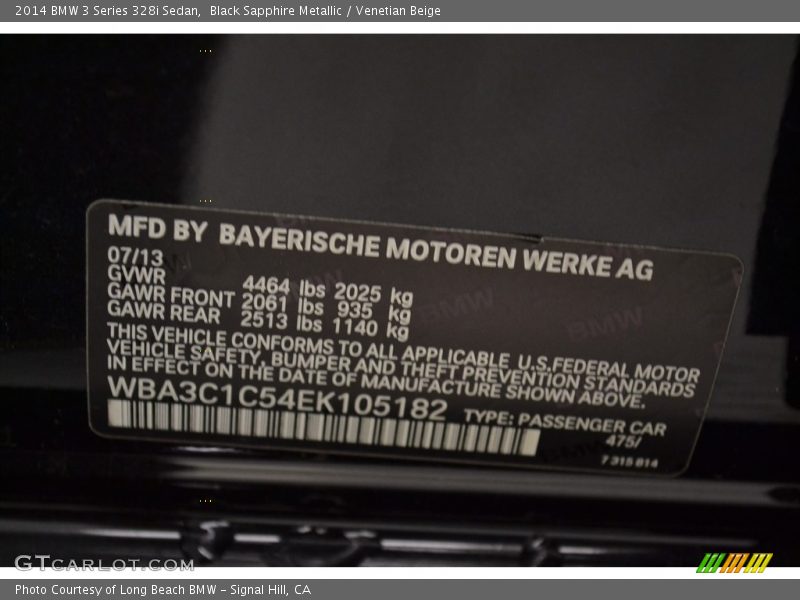 Black Sapphire Metallic / Venetian Beige 2014 BMW 3 Series 328i Sedan