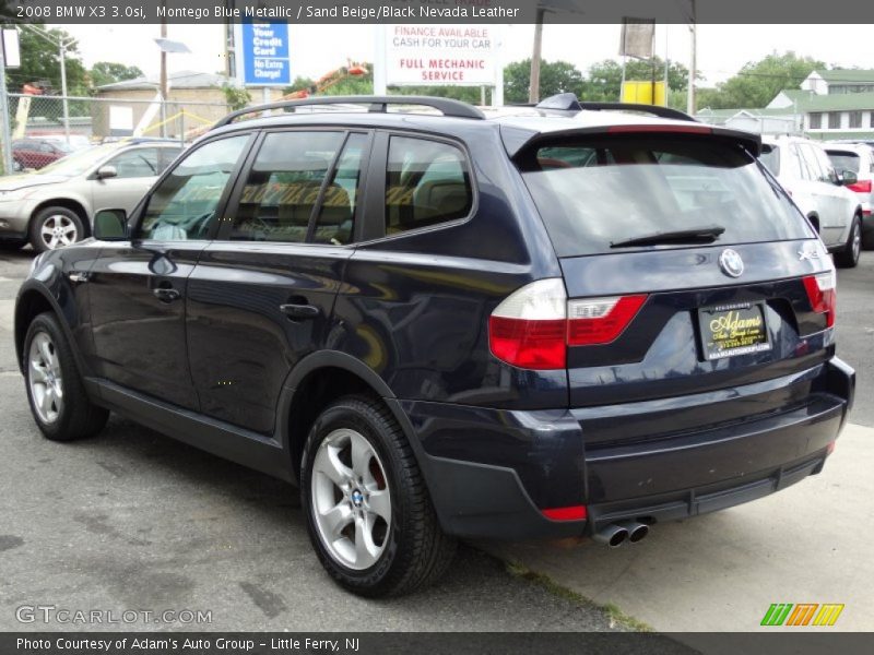 Montego Blue Metallic / Sand Beige/Black Nevada Leather 2008 BMW X3 3.0si