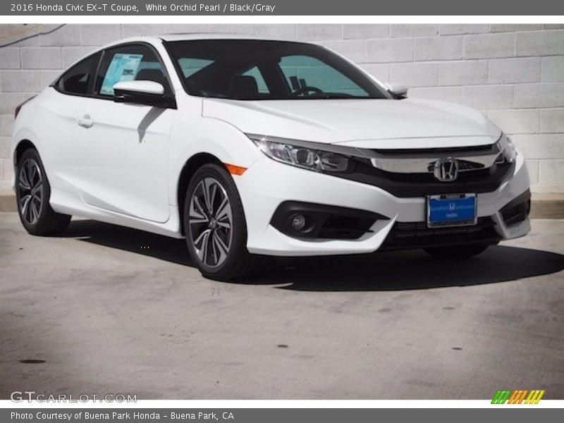 White Orchid Pearl / Black/Gray 2016 Honda Civic EX-T Coupe