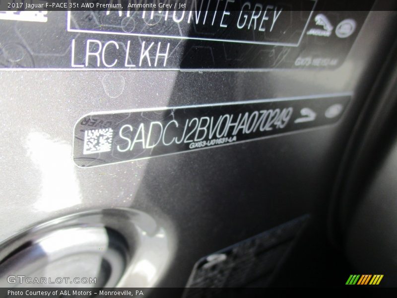 Ammonite Grey / Jet 2017 Jaguar F-PACE 35t AWD Premium