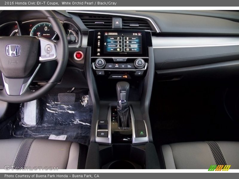 White Orchid Pearl / Black/Gray 2016 Honda Civic EX-T Coupe