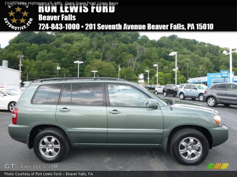 Oasis Green Pearl / Ivory Beige 2007 Toyota Highlander V6 4WD