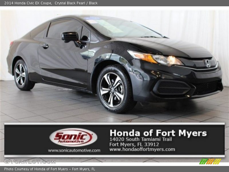 Crystal Black Pearl / Black 2014 Honda Civic EX Coupe