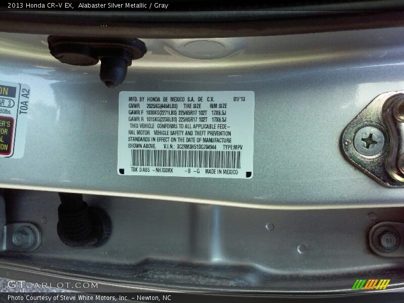 Alabaster Silver Metallic / Gray 2013 Honda CR-V EX