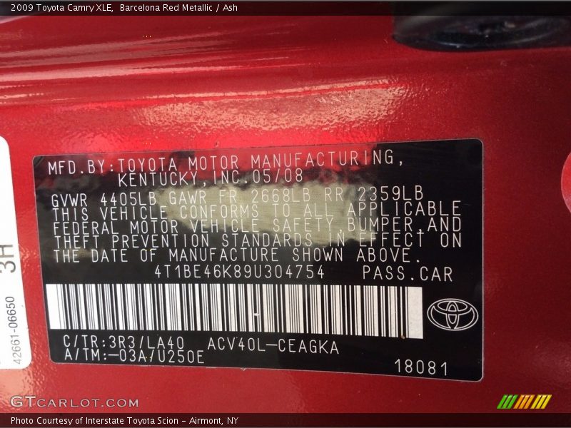 Barcelona Red Metallic / Ash 2009 Toyota Camry XLE