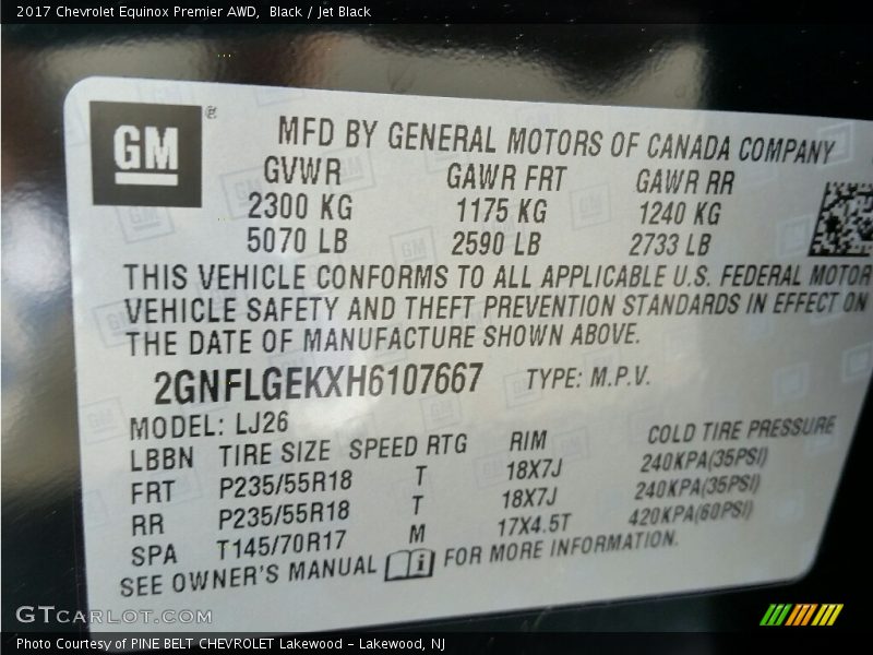 Black / Jet Black 2017 Chevrolet Equinox Premier AWD