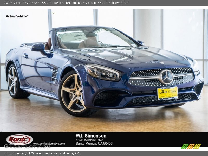 Brilliant Blue Metallic / Saddle Brown/Black 2017 Mercedes-Benz SL 550 Roadster