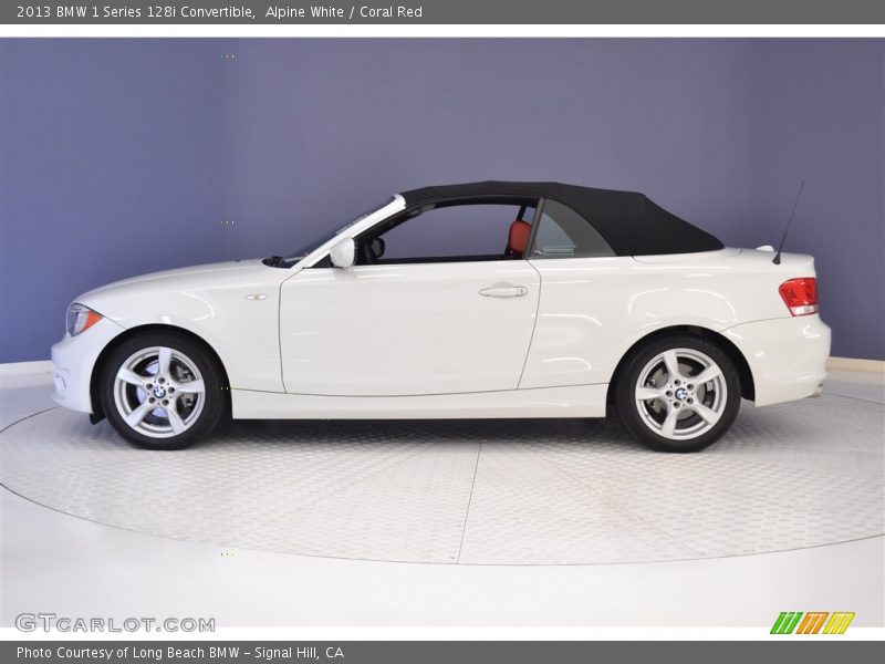 Alpine White / Coral Red 2013 BMW 1 Series 128i Convertible