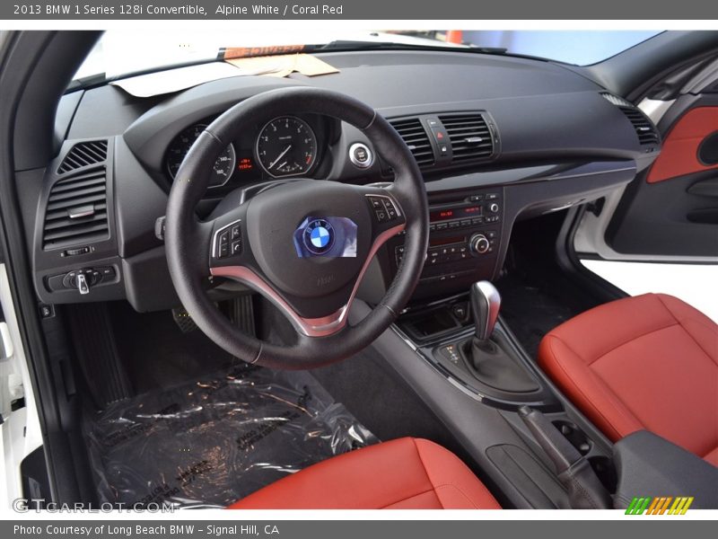 Alpine White / Coral Red 2013 BMW 1 Series 128i Convertible