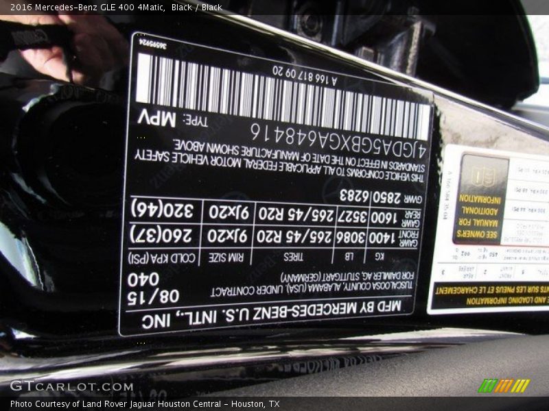Black / Black 2016 Mercedes-Benz GLE 400 4Matic