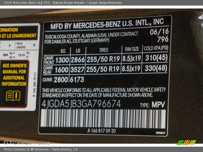 Dakota Brown Metallic / Ginger Beige/Espresso 2016 Mercedes-Benz GLE 350