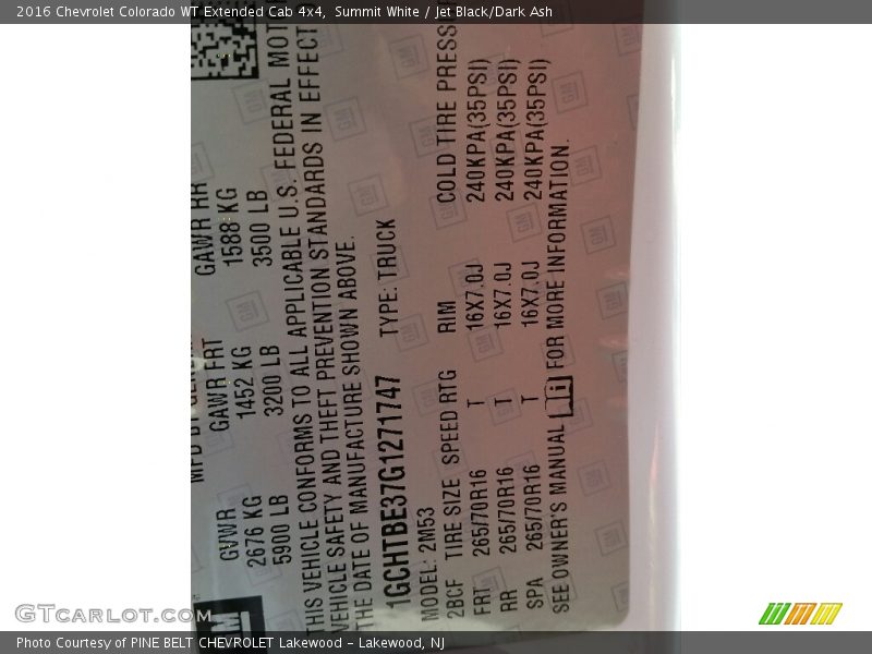 Summit White / Jet Black/Dark Ash 2016 Chevrolet Colorado WT Extended Cab 4x4