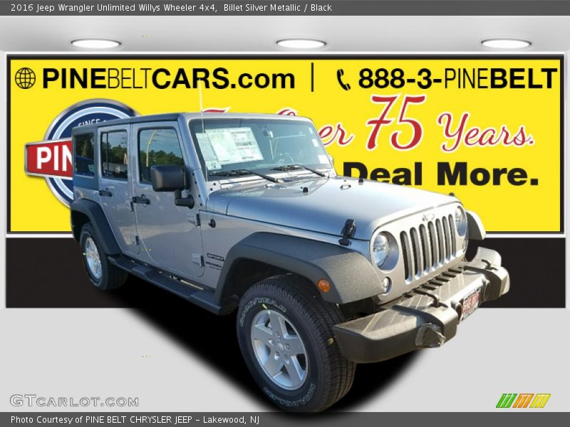 Billet Silver Metallic / Black 2016 Jeep Wrangler Unlimited Willys Wheeler 4x4