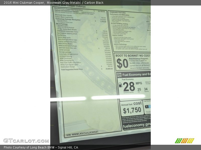 Moonwalk Gray Metallic / Carbon Black 2016 Mini Clubman Cooper