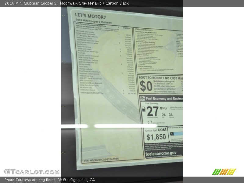 Moonwalk Gray Metallic / Carbon Black 2016 Mini Clubman Cooper S