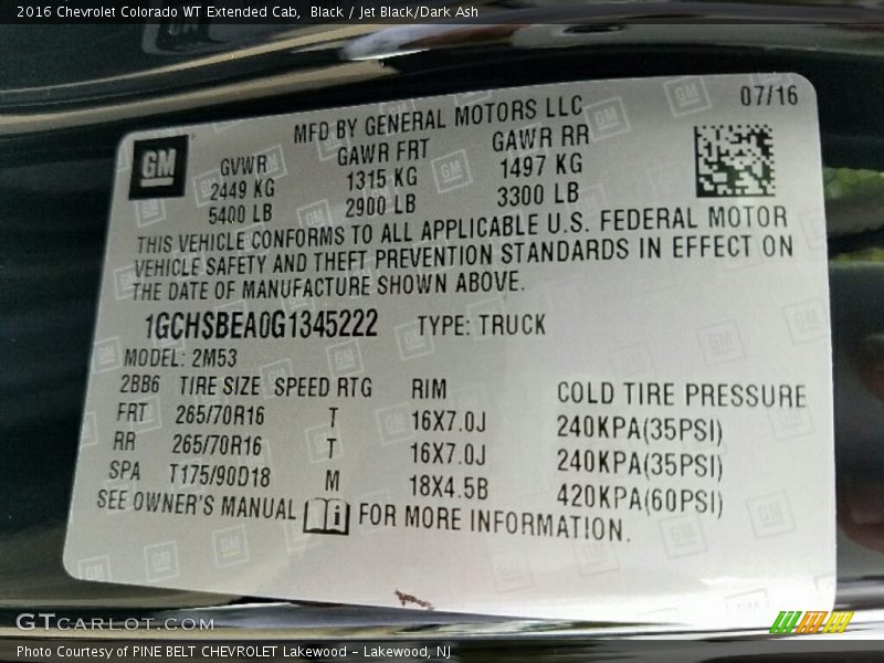 Black / Jet Black/Dark Ash 2016 Chevrolet Colorado WT Extended Cab