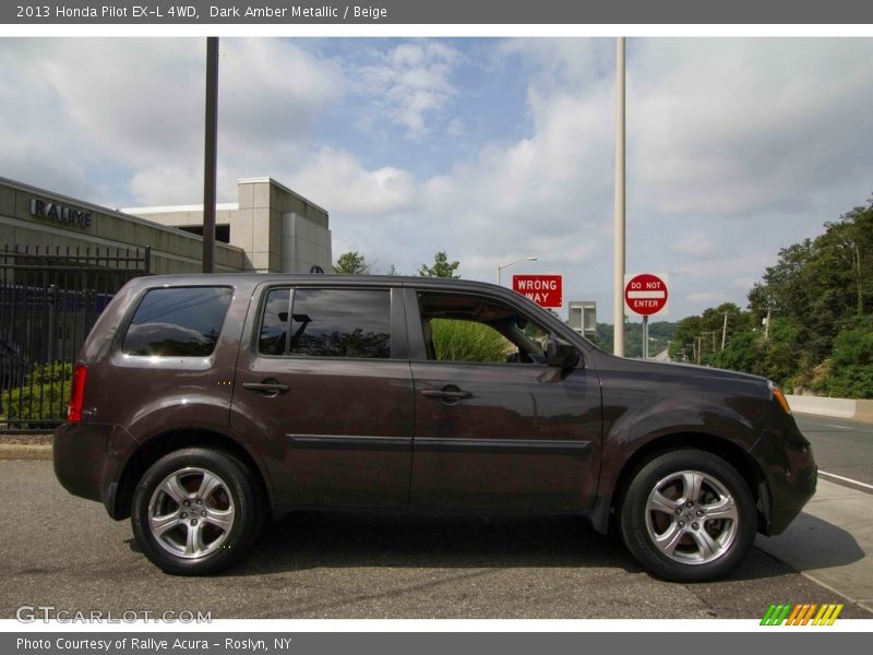 Dark Amber Metallic / Beige 2013 Honda Pilot EX-L 4WD