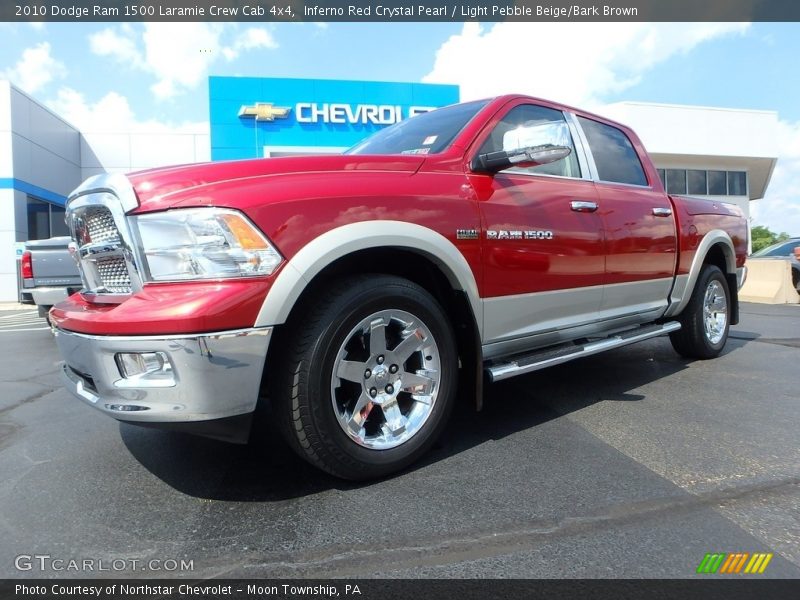 Inferno Red Crystal Pearl / Light Pebble Beige/Bark Brown 2010 Dodge Ram 1500 Laramie Crew Cab 4x4
