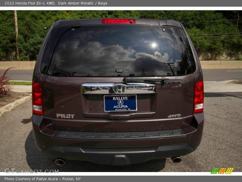 Dark Amber Metallic / Beige 2013 Honda Pilot EX-L 4WD