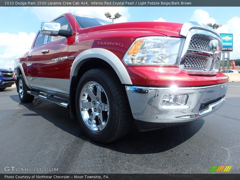 Inferno Red Crystal Pearl / Light Pebble Beige/Bark Brown 2010 Dodge Ram 1500 Laramie Crew Cab 4x4