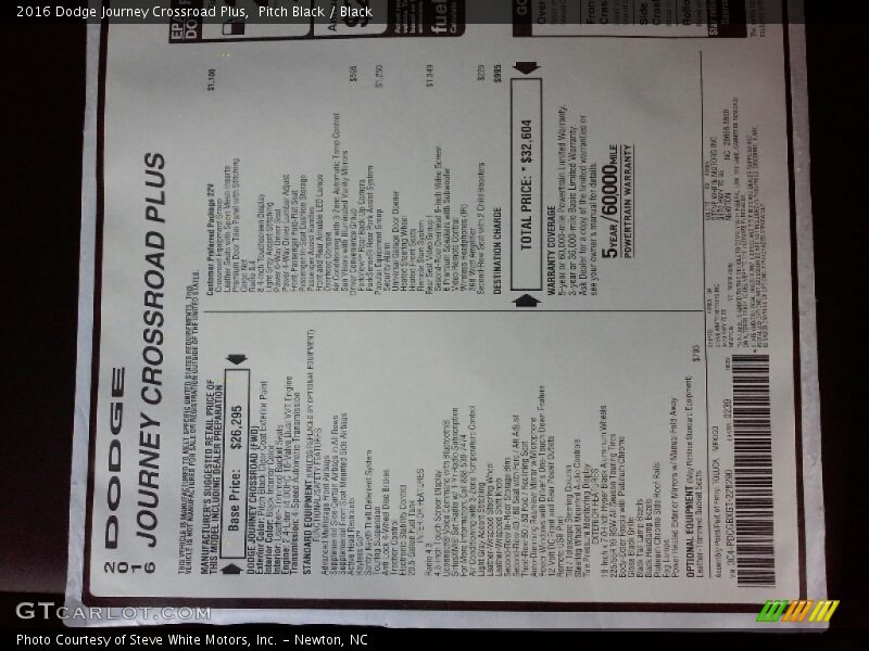 Pitch Black / Black 2016 Dodge Journey Crossroad Plus