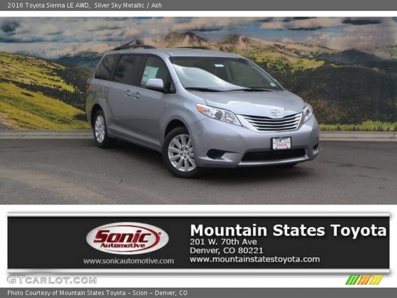 Silver Sky Metallic / Ash 2016 Toyota Sienna LE AWD