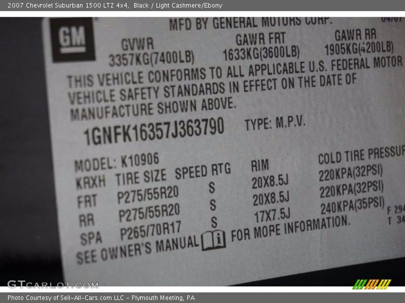 Black / Light Cashmere/Ebony 2007 Chevrolet Suburban 1500 LTZ 4x4