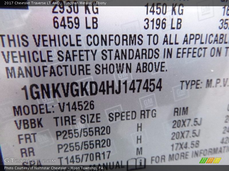 Tungsten Metallic / Ebony 2017 Chevrolet Traverse LT AWD