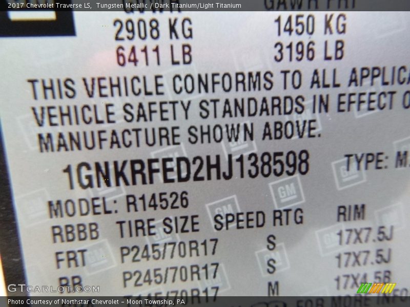 Tungsten Metallic / Dark Titanium/Light Titanium 2017 Chevrolet Traverse LS