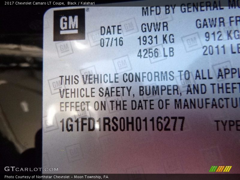 Black / Kalahari 2017 Chevrolet Camaro LT Coupe