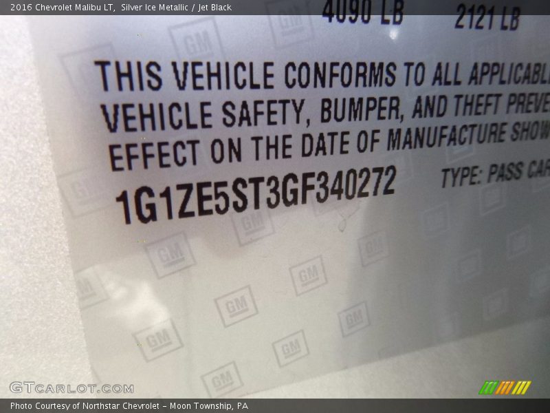 Silver Ice Metallic / Jet Black 2016 Chevrolet Malibu LT