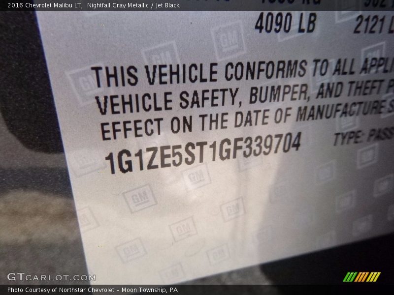 Nightfall Gray Metallic / Jet Black 2016 Chevrolet Malibu LT