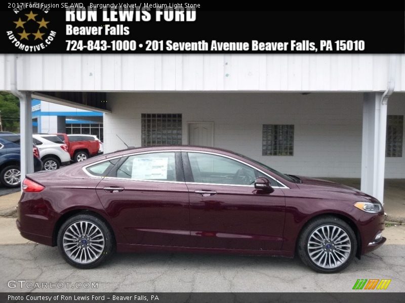Burgundy Velvet / Medium Light Stone 2017 Ford Fusion SE AWD