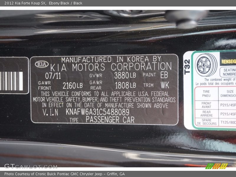 Ebony Black / Black 2012 Kia Forte Koup SX