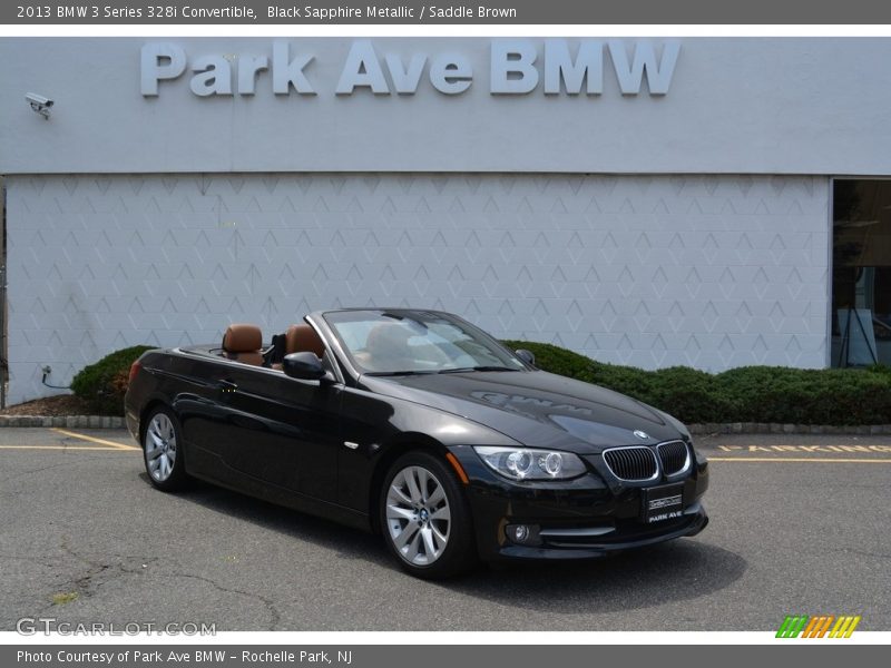 Black Sapphire Metallic / Saddle Brown 2013 BMW 3 Series 328i Convertible