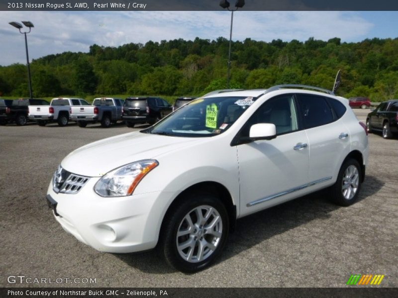 Pearl White / Gray 2013 Nissan Rogue SL AWD