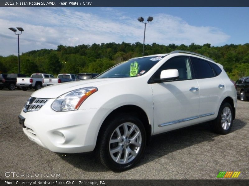 Pearl White / Gray 2013 Nissan Rogue SL AWD