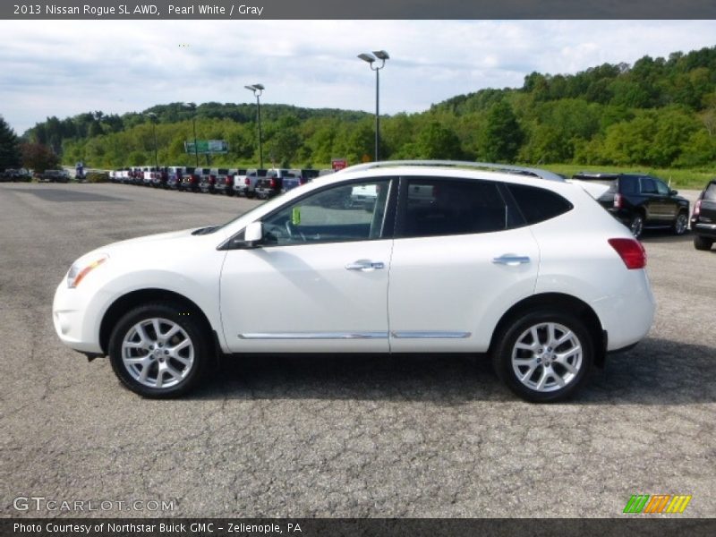 Pearl White / Gray 2013 Nissan Rogue SL AWD