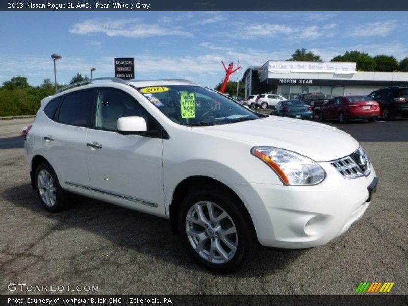 Pearl White / Gray 2013 Nissan Rogue SL AWD