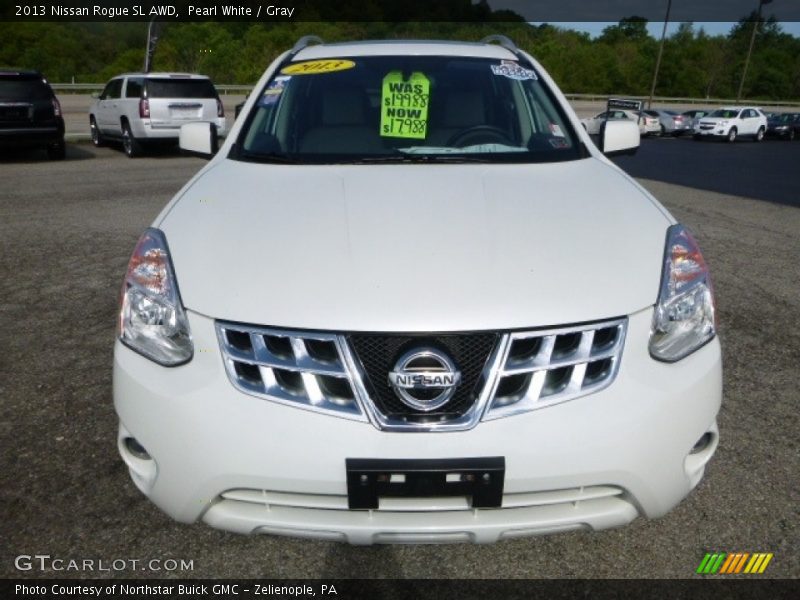 Pearl White / Gray 2013 Nissan Rogue SL AWD