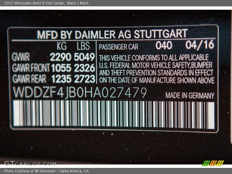 Black / Black 2017 Mercedes-Benz E 300 Sedan