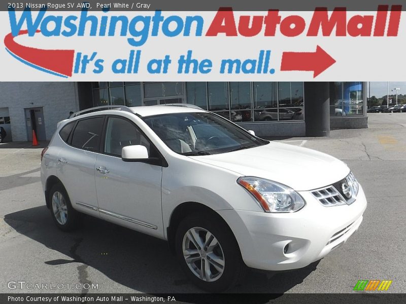 Pearl White / Gray 2013 Nissan Rogue SV AWD