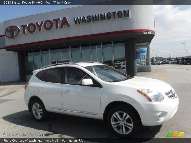 Pearl White / Gray 2013 Nissan Rogue SV AWD