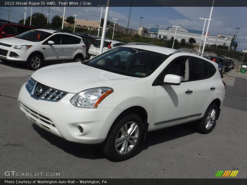 Pearl White / Gray 2013 Nissan Rogue SV AWD