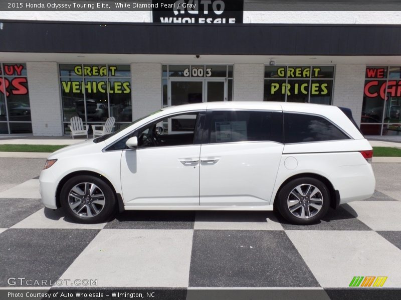 White Diamond Pearl / Gray 2015 Honda Odyssey Touring Elite