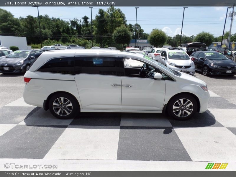White Diamond Pearl / Gray 2015 Honda Odyssey Touring Elite