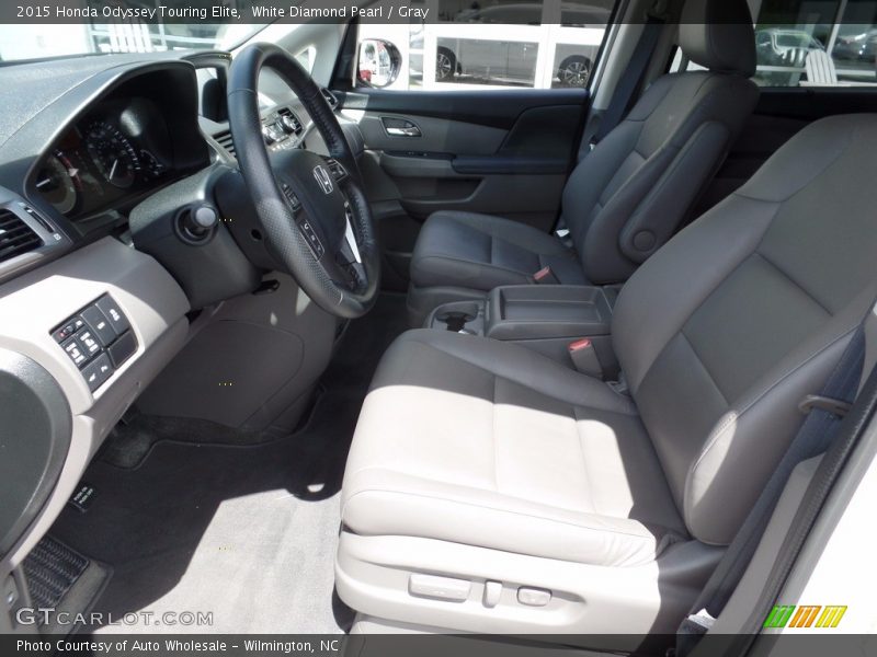 White Diamond Pearl / Gray 2015 Honda Odyssey Touring Elite