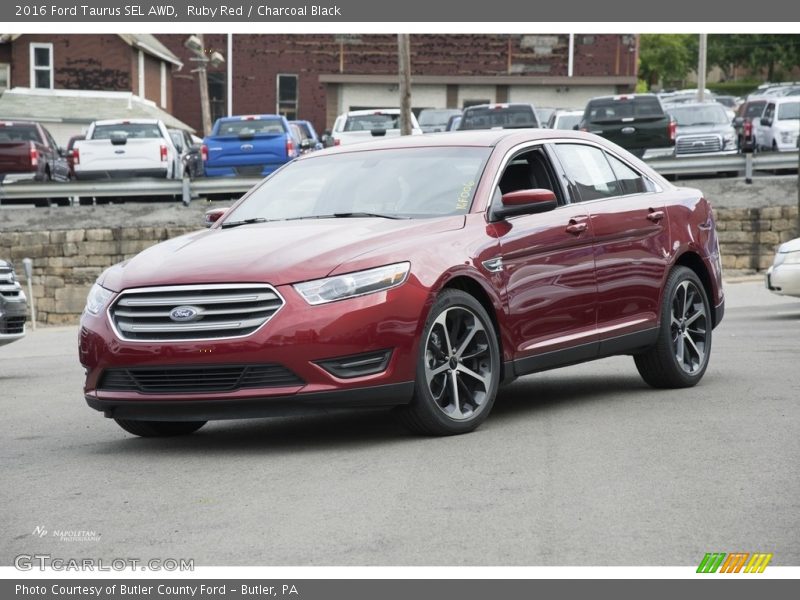 Ruby Red / Charcoal Black 2016 Ford Taurus SEL AWD